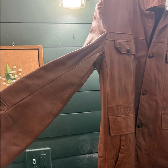Reed 🇺🇸 Made in USA Brown Leather Field Chore Casual Jacket w/ Liner Men’s L/XL - Picture 2 of 9